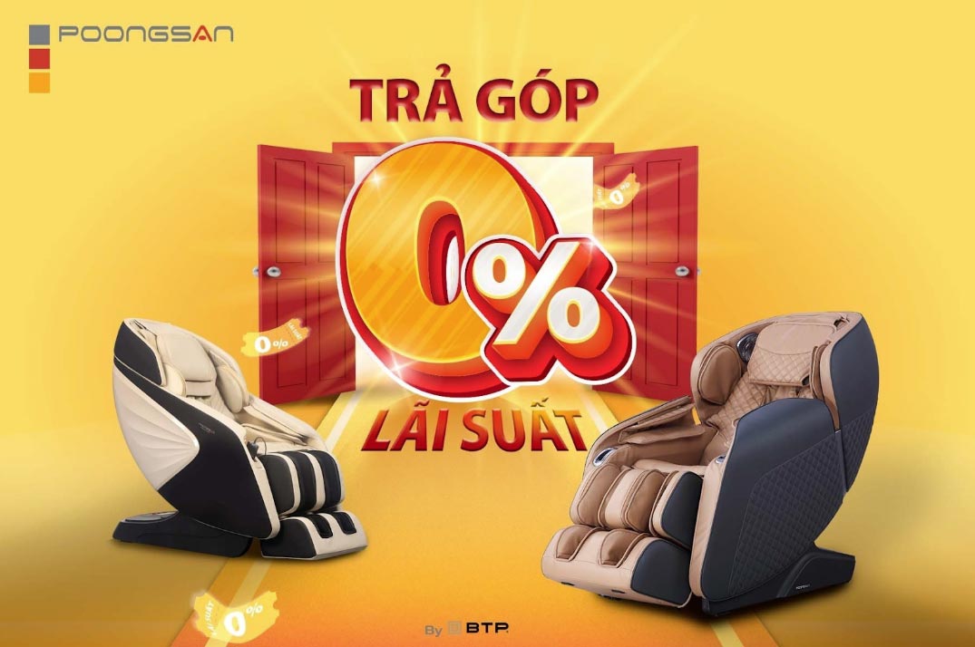 Poongsan đưa ra chính sách trả góp 0% cho khách hàng khi mua ghế massage
