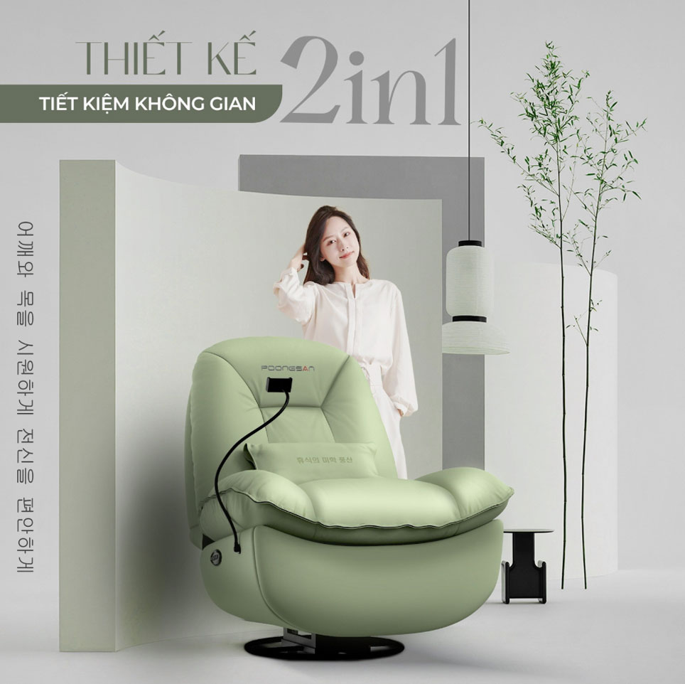 Ghế massage Poongsan MCP-126 sở hữu thiết kế hiện đại, tinh tế