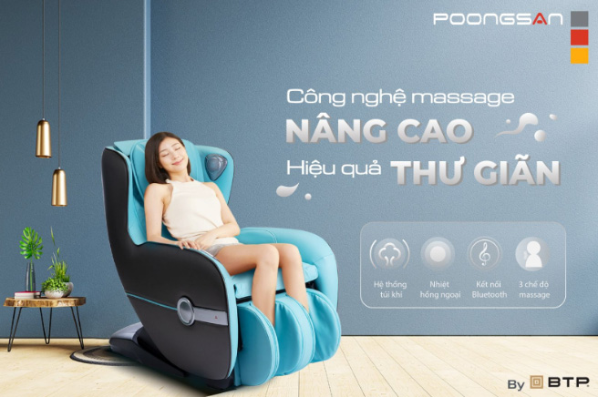 Ghế massage Poongsan MCP-129 có khả năng giúp giảm đau nhức hiệu quả