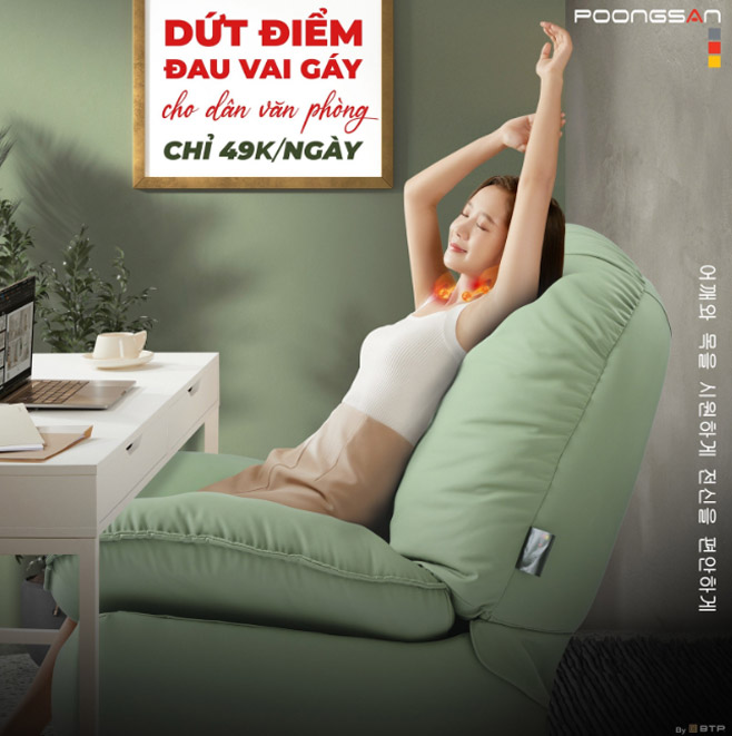 Ghế massage Poongsan MCP-126 giúp chấm dứt những cơn đau mỏi vai gáy nhanh chóng