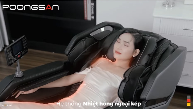 Ghế massage Poongsan MCP-130 có hệ thống nhiệt hồng ngoại kép