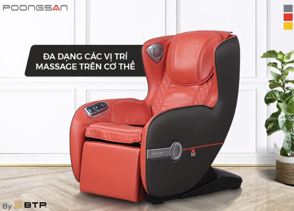 Ghế massage Poongsan MCP-128 giúp mang lại trải nghiệm thư giãn tuyệt vời