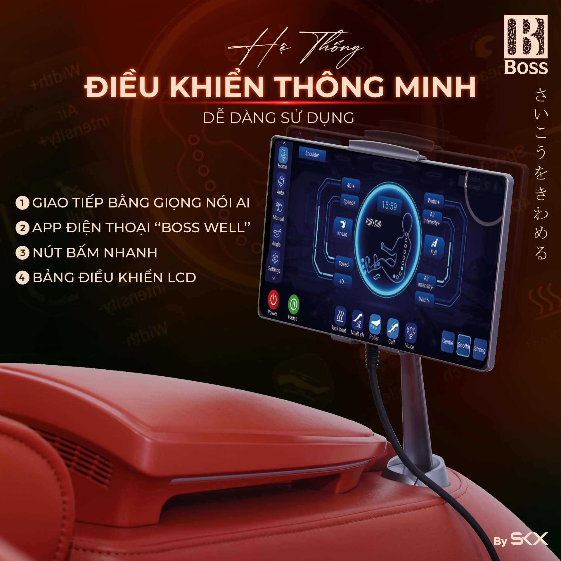 bảng điều khiển ghế massage