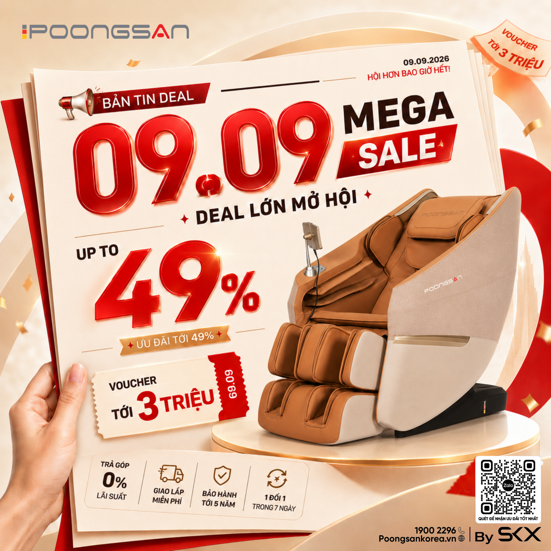 Mega Sale 09.09 - Chốt Ngay &ldquo;Kẻo Lỡ&rdquo;, Ưu Đ&atilde;i Ghế Massage Đến 49%