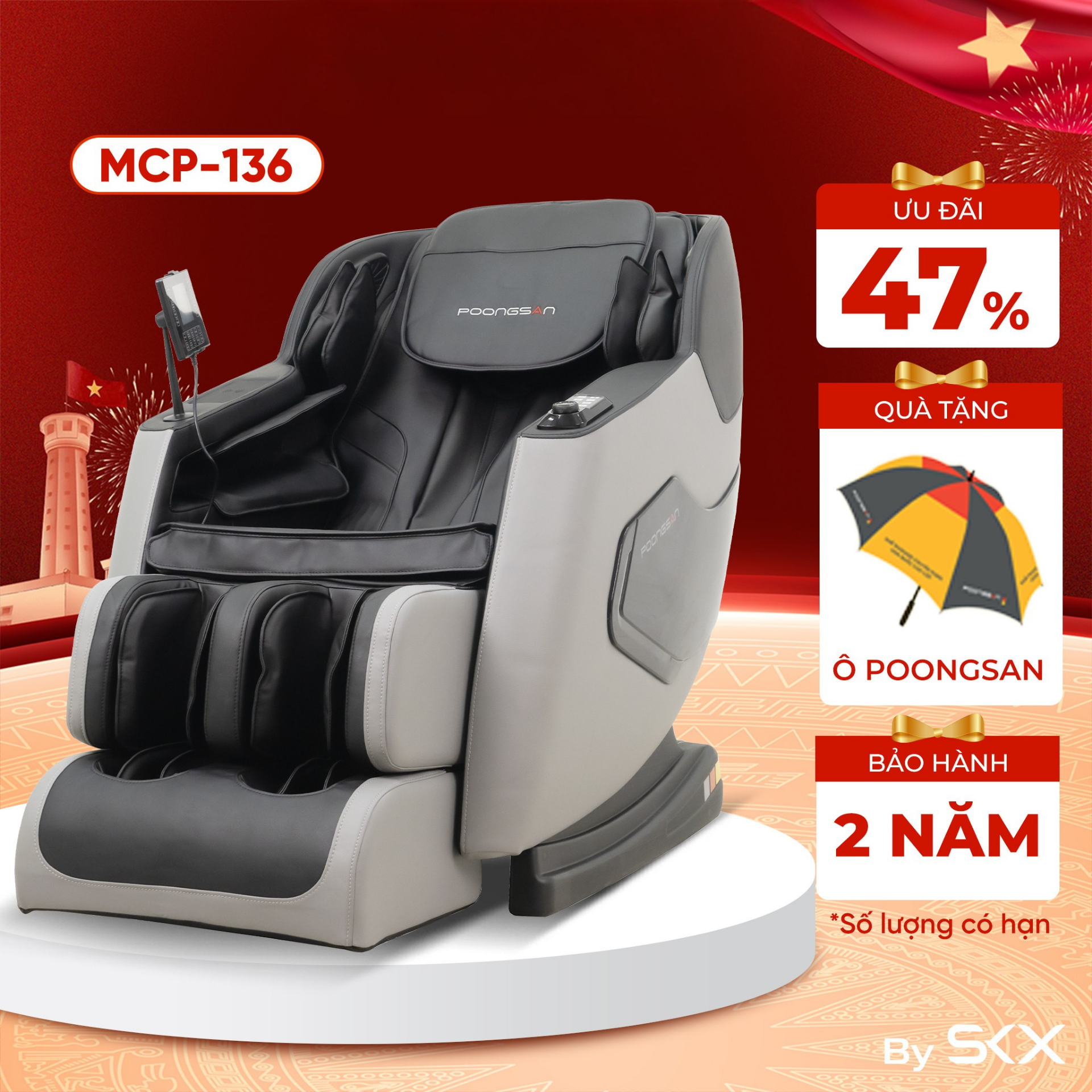 Ghế Massage Poongsan MCP-136  Nhiều Lựa Chọn, Cả Nh&agrave; Dễ D&ugrave;ng