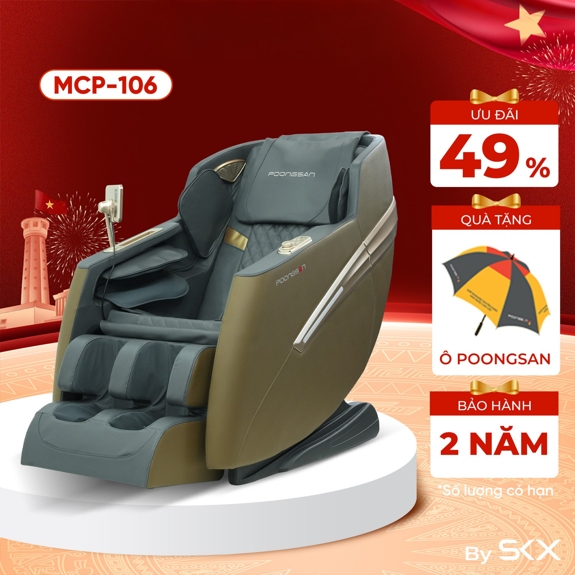 Ghế Massage Poongsan MCP-106  Gọn Ng&acirc;n S&aacute;ch, Đủ Tiện &Iacute;ch Mỗi Ng&agrave;y