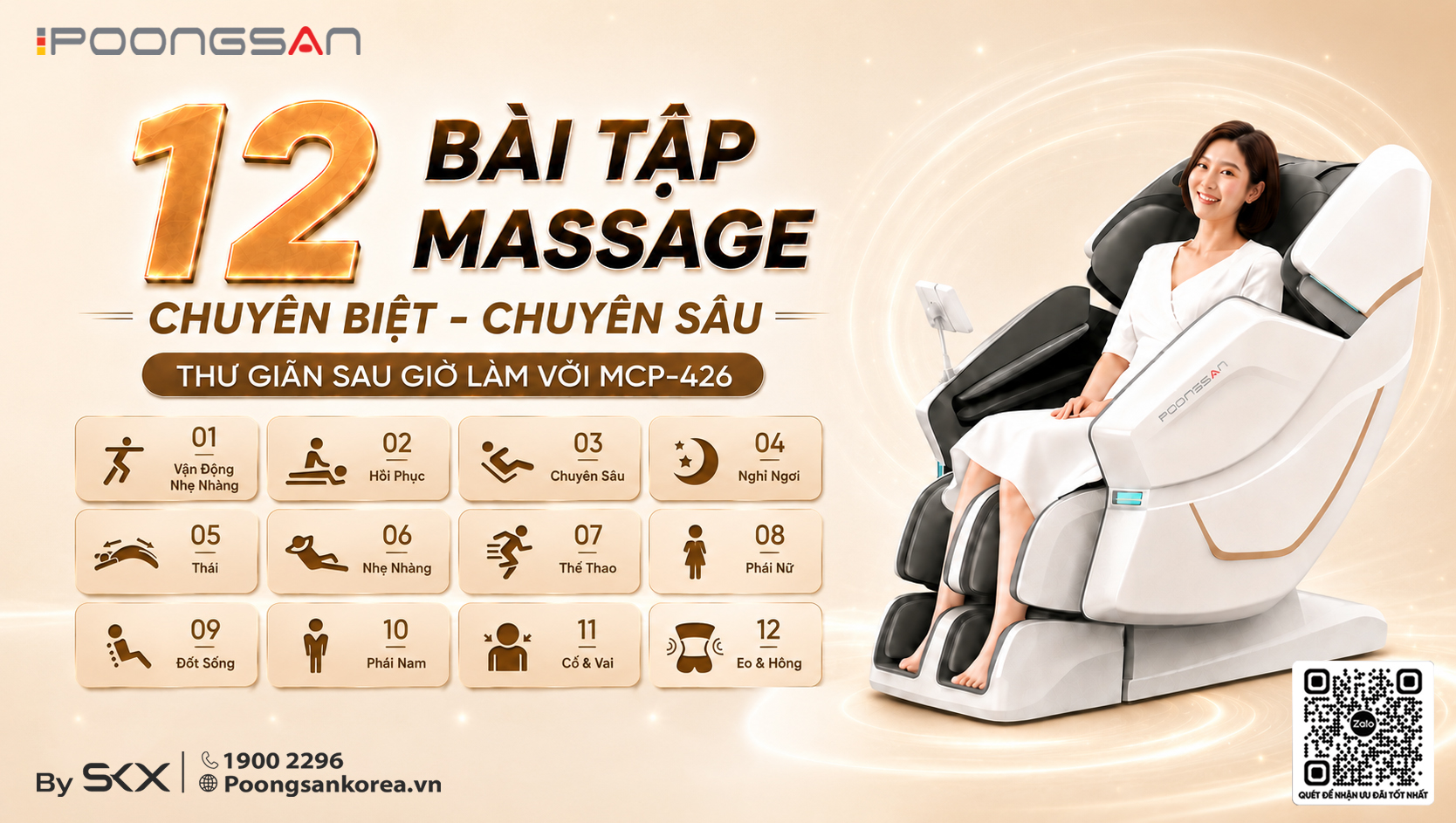 Ghế massage MCP-426: 12 b&agrave;i tự động thư gi&atilde;n to&agrave;n th&acirc;n