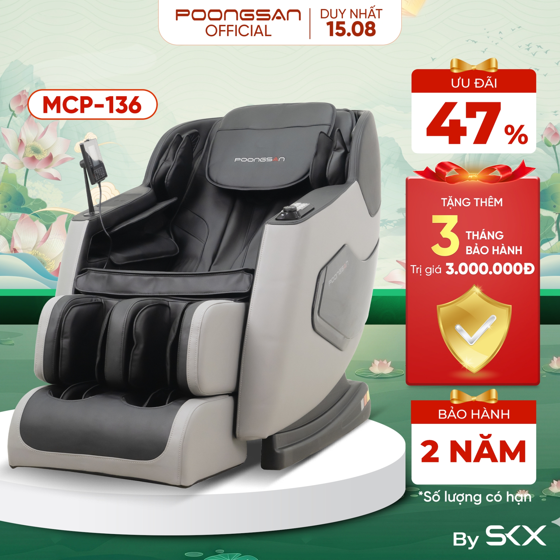 Ghế massage Poongsan MCP-136 - Thư giãn nhẹ nhàng, dễ dùng mỗi ngày