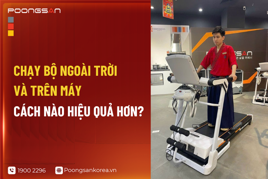 chạy bộ trên máy và ngoài trời