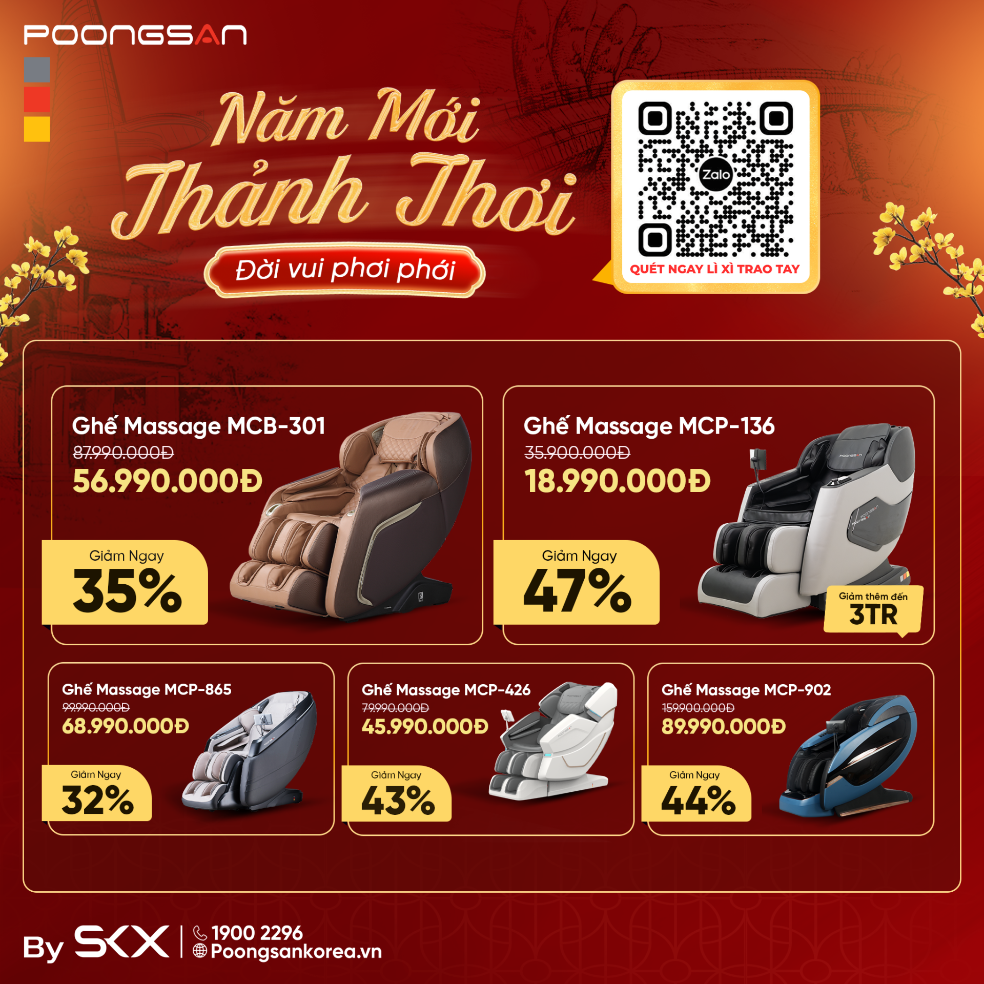 Ghế massage Poongsan ưu đ&atilde;i l&ecirc;n đến 80% 