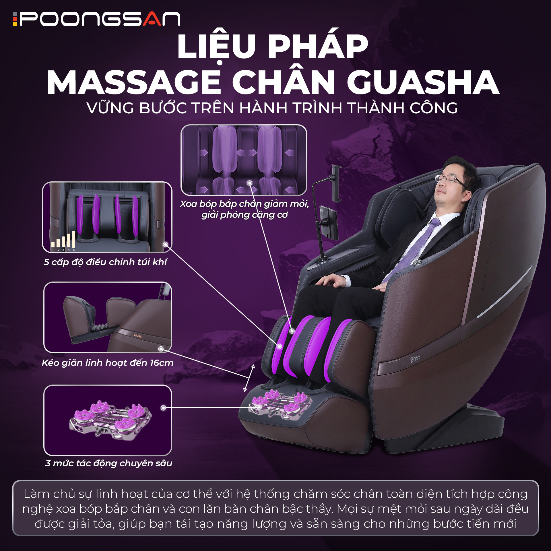 hệ thống ổn định lực k&eacute;o ch&acirc;n ghế massage