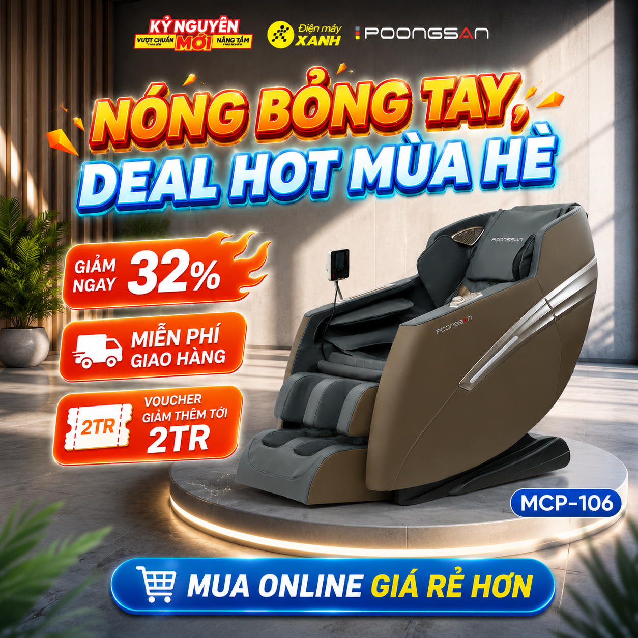 Deal hot mùa hè, ghế massage 136 giảm sâu