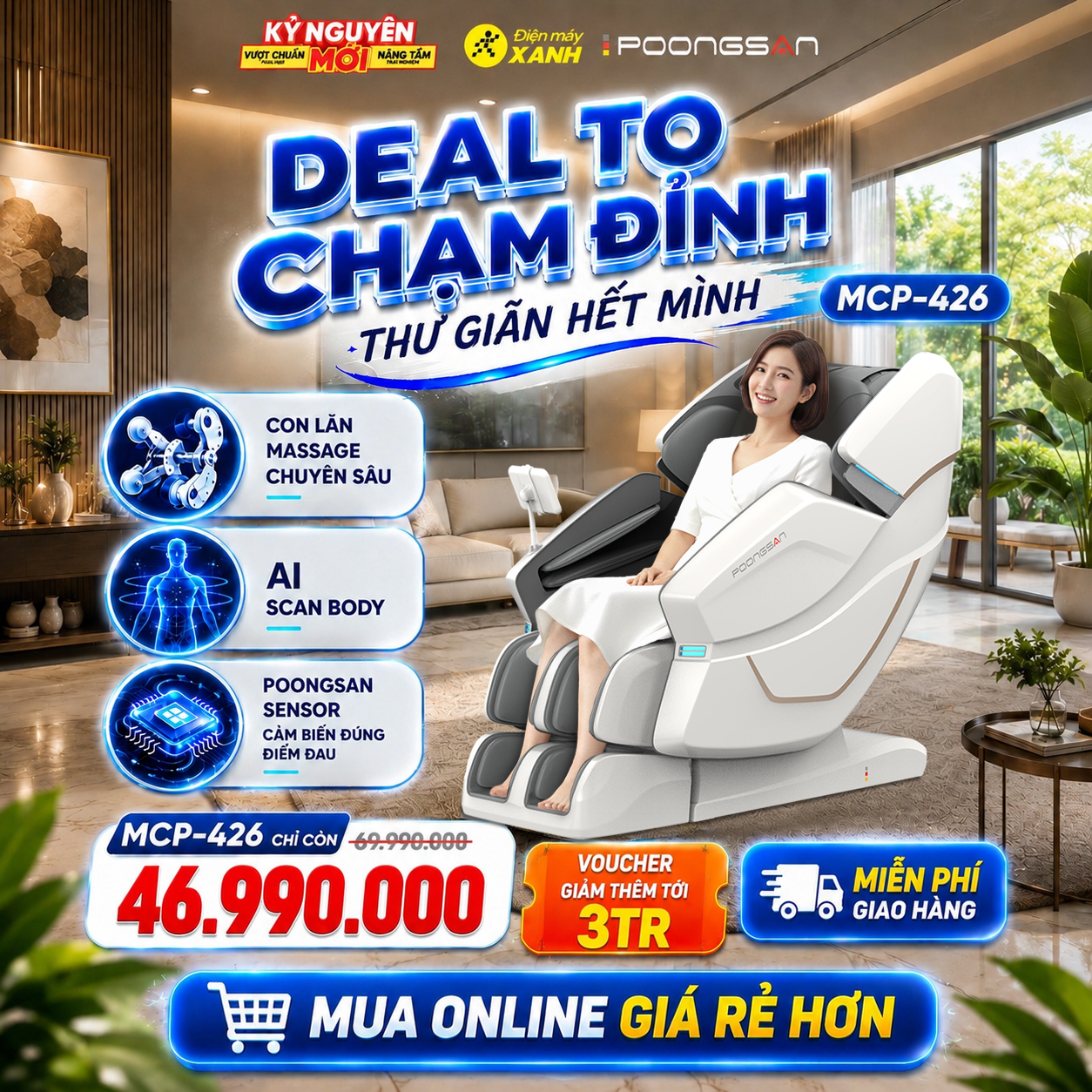 Deal to chạm đỉnh - Thư gi&atilde;n hết m&igrave;nh với Poongsan MCP-426 tại Điện M&aacute;y Xanh