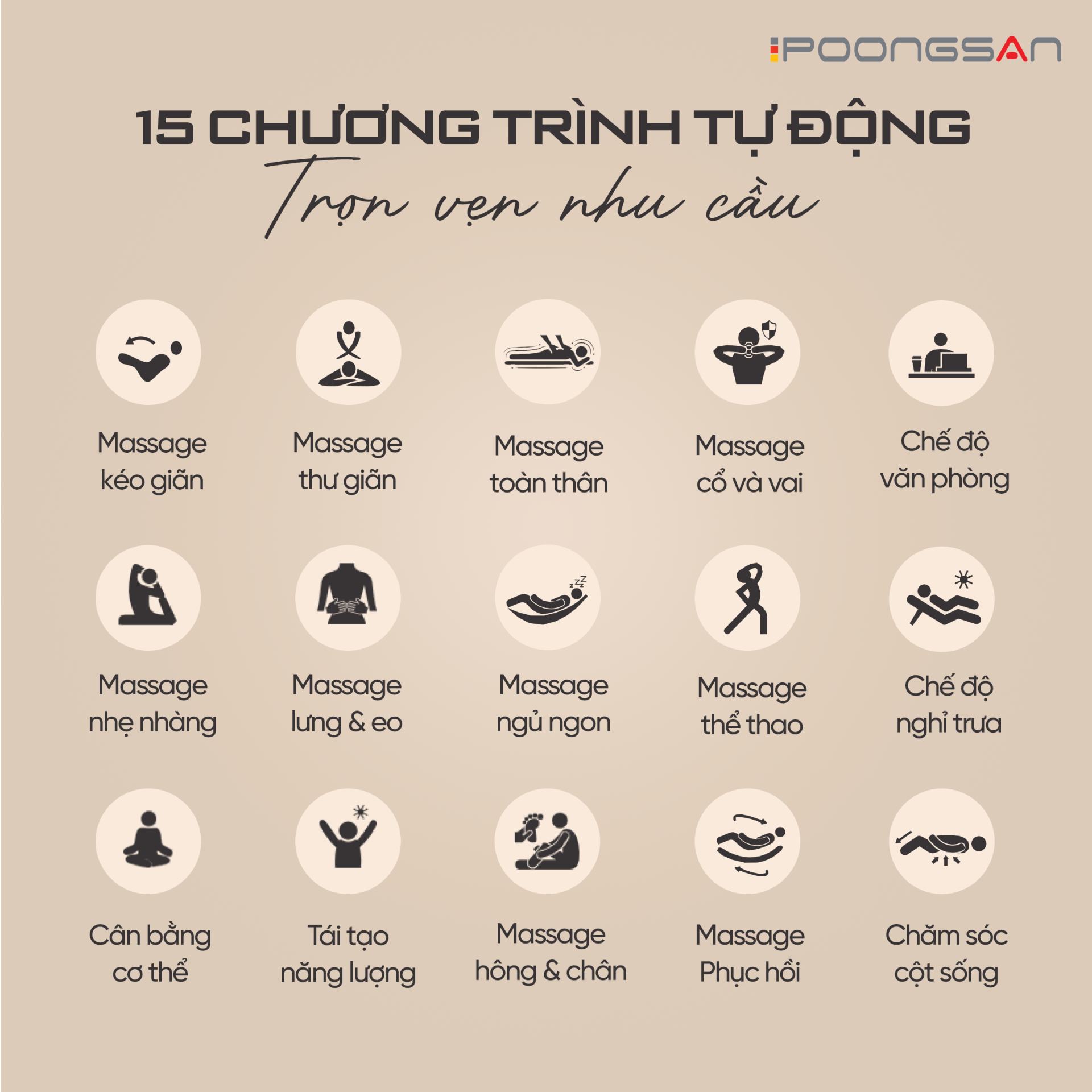 15 chương tr&igrave;nh massage tự động