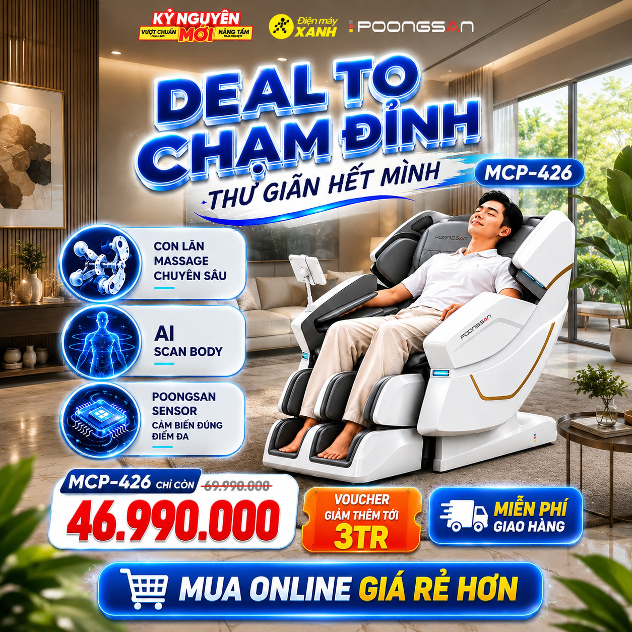 Deal To Chạm Đỉnh - Thư Giãn Hết Mình Với Poongsan MCP-426 Tại Điện Máy Xanh