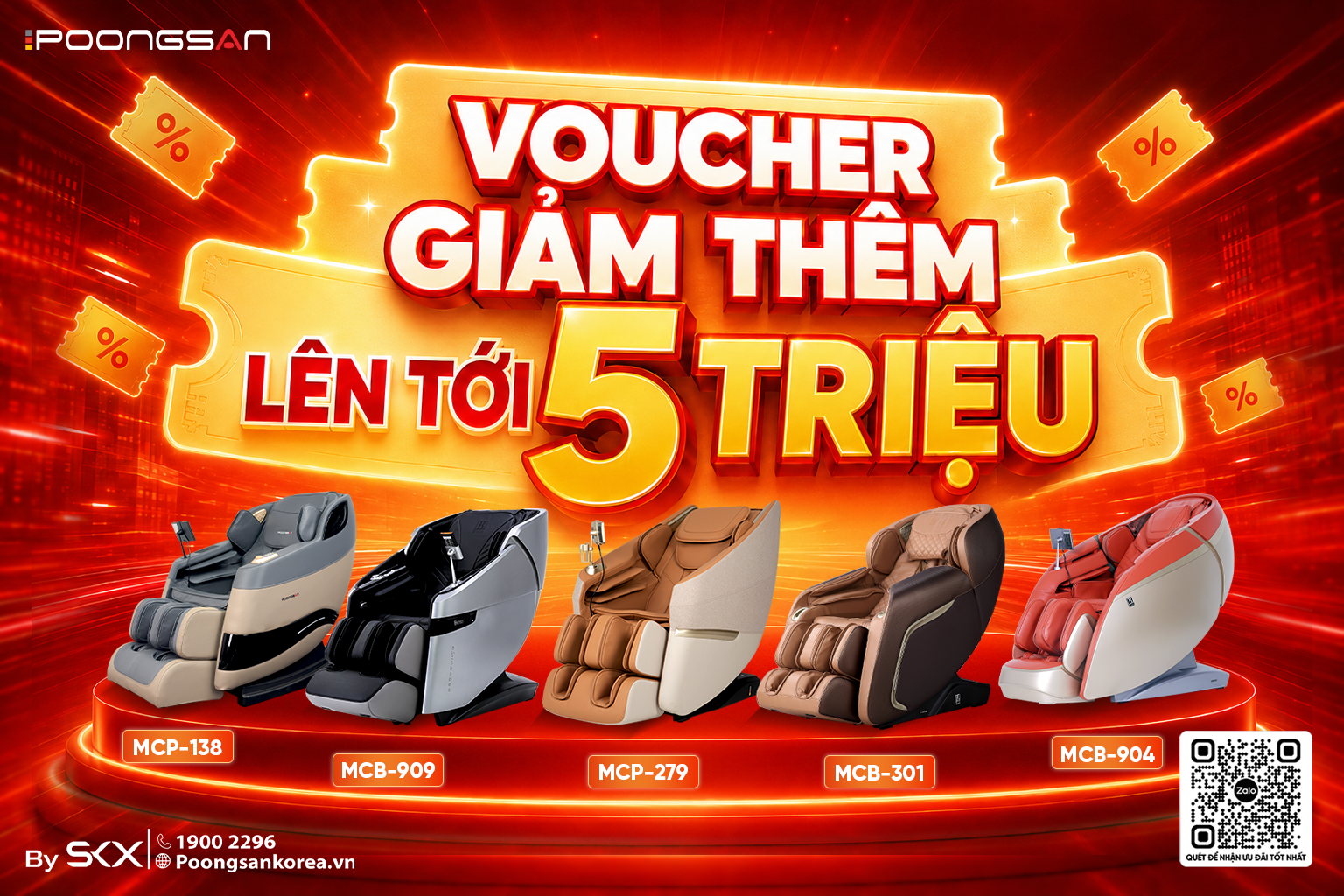 Voucher giảm th&ecirc;m tới 5 triệu đồng