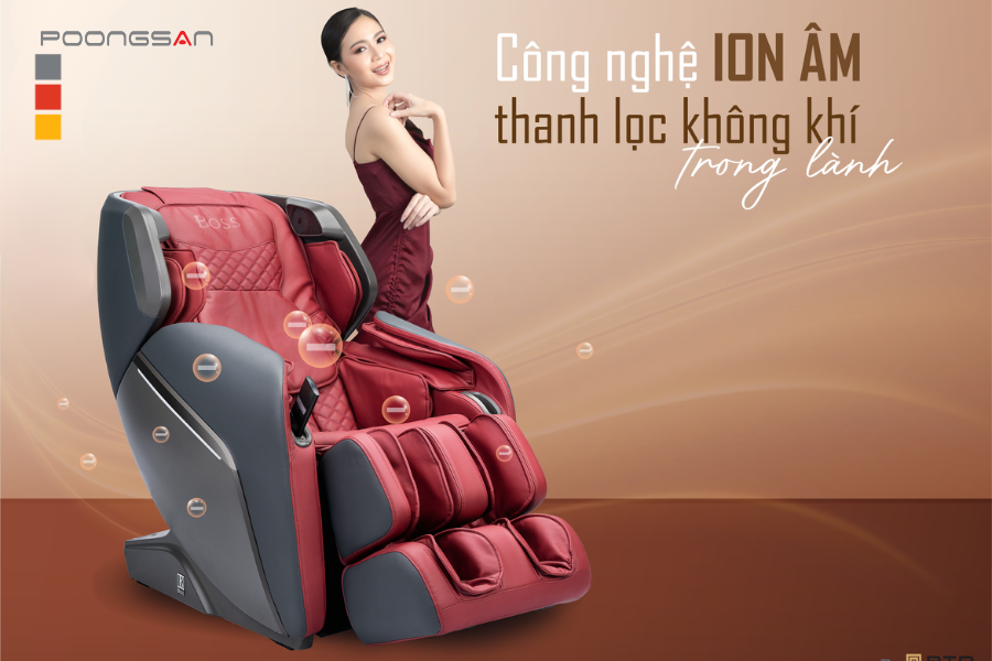 tác dụng của công nghệ ion âm trên ghế massage