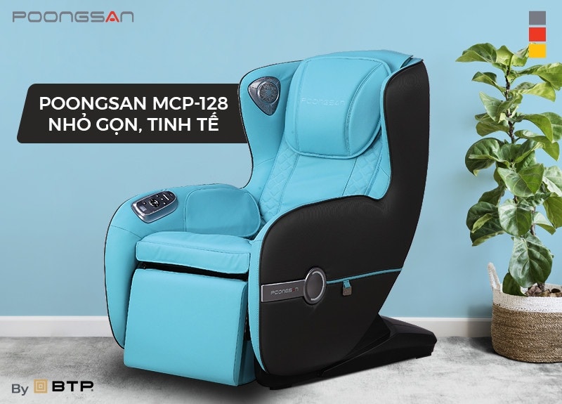 Ghế massage Poongsan MCP-128 có thiết kế nhỏ gọn dễ sử dụng, phù hợp với người cao tuổi