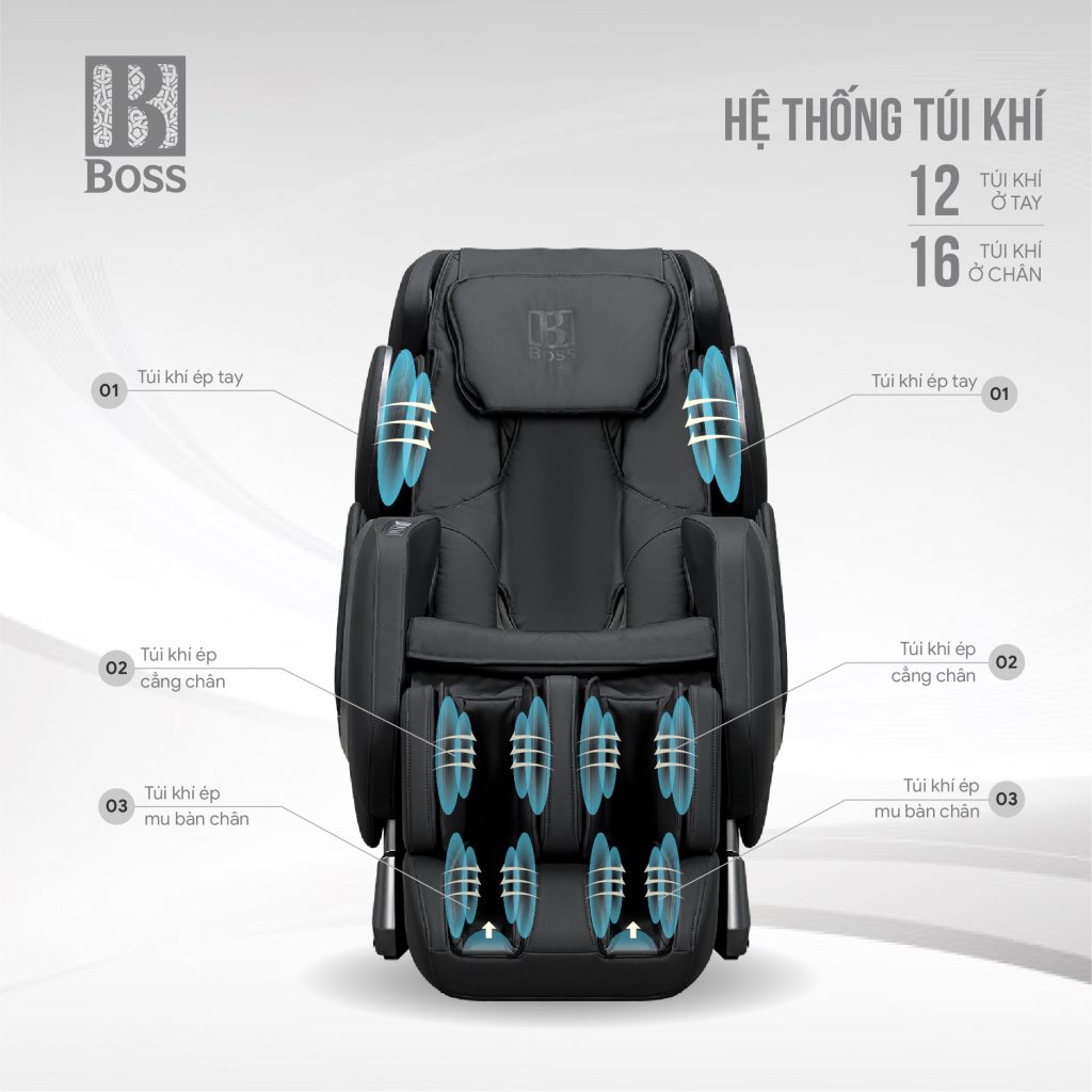 Ghế massage Boss MCB-600 ứng dụng hệ thống túi khí