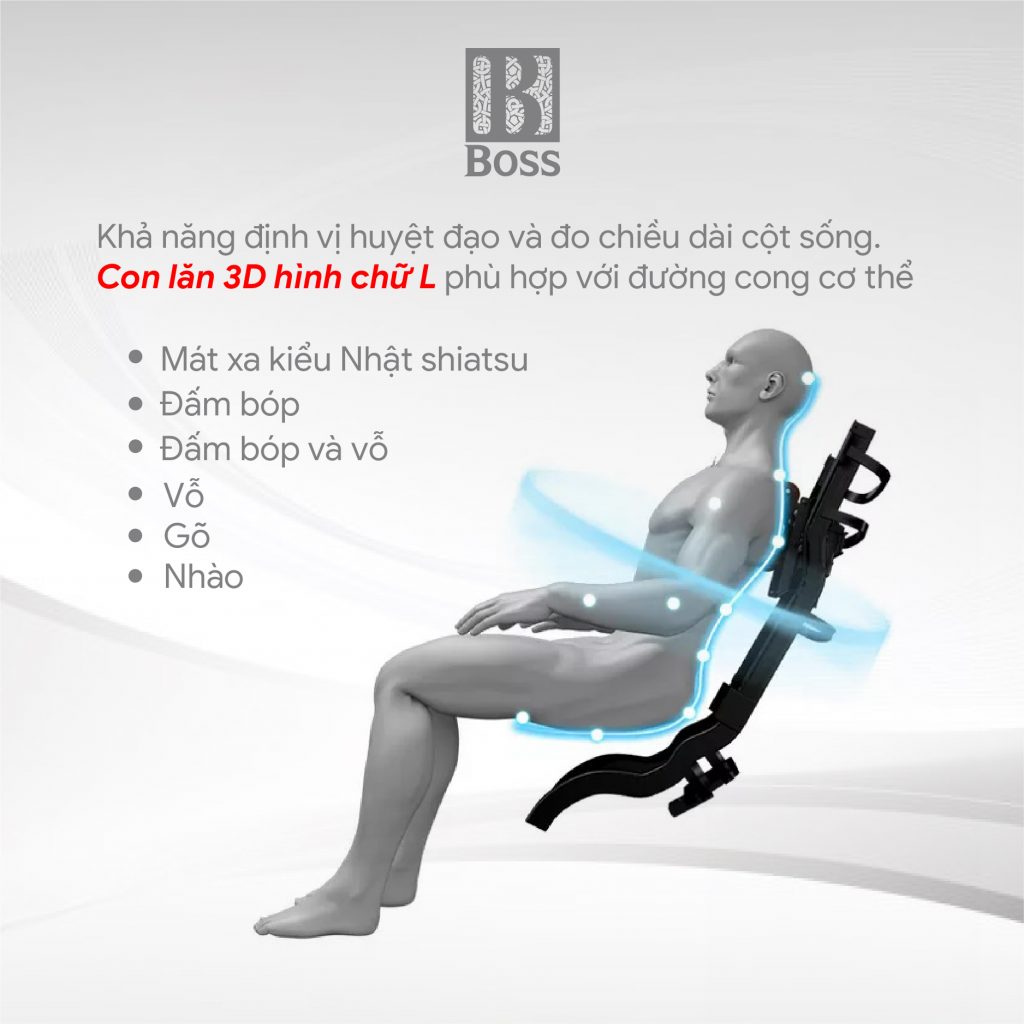 Ghế massage Boss MCB-600 c&oacute; khả năng định vị huyệt đạo