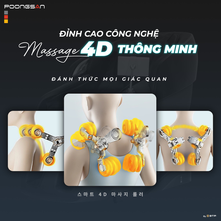 Tích hợp công nghệ massage 4D thông minh 