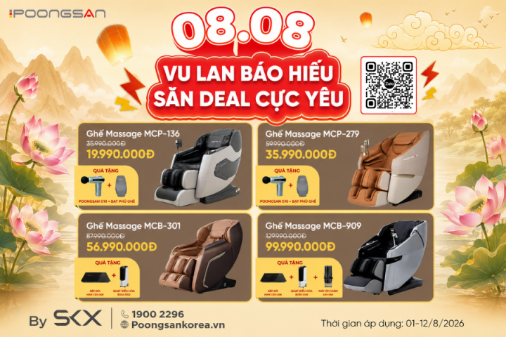 MEGA LIVE 08.08: Vu Lan Hiếu Hạnh - Đáp Ơn Sinh Thành, Ghế Massage Poongsan Ưu Đãi Đến 48%