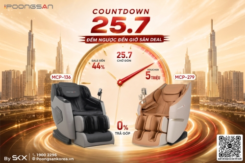 Countdown Mega Live 25.07: Săn Ghế Massage Poongsan Ưu Đãi Đến 44%