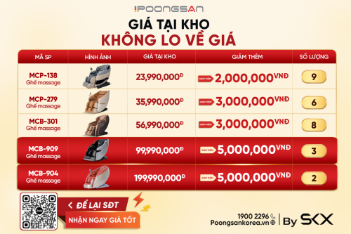 Săn giá tốt tại kho, chọn ghế massage Poongsan chẳng lo về giá